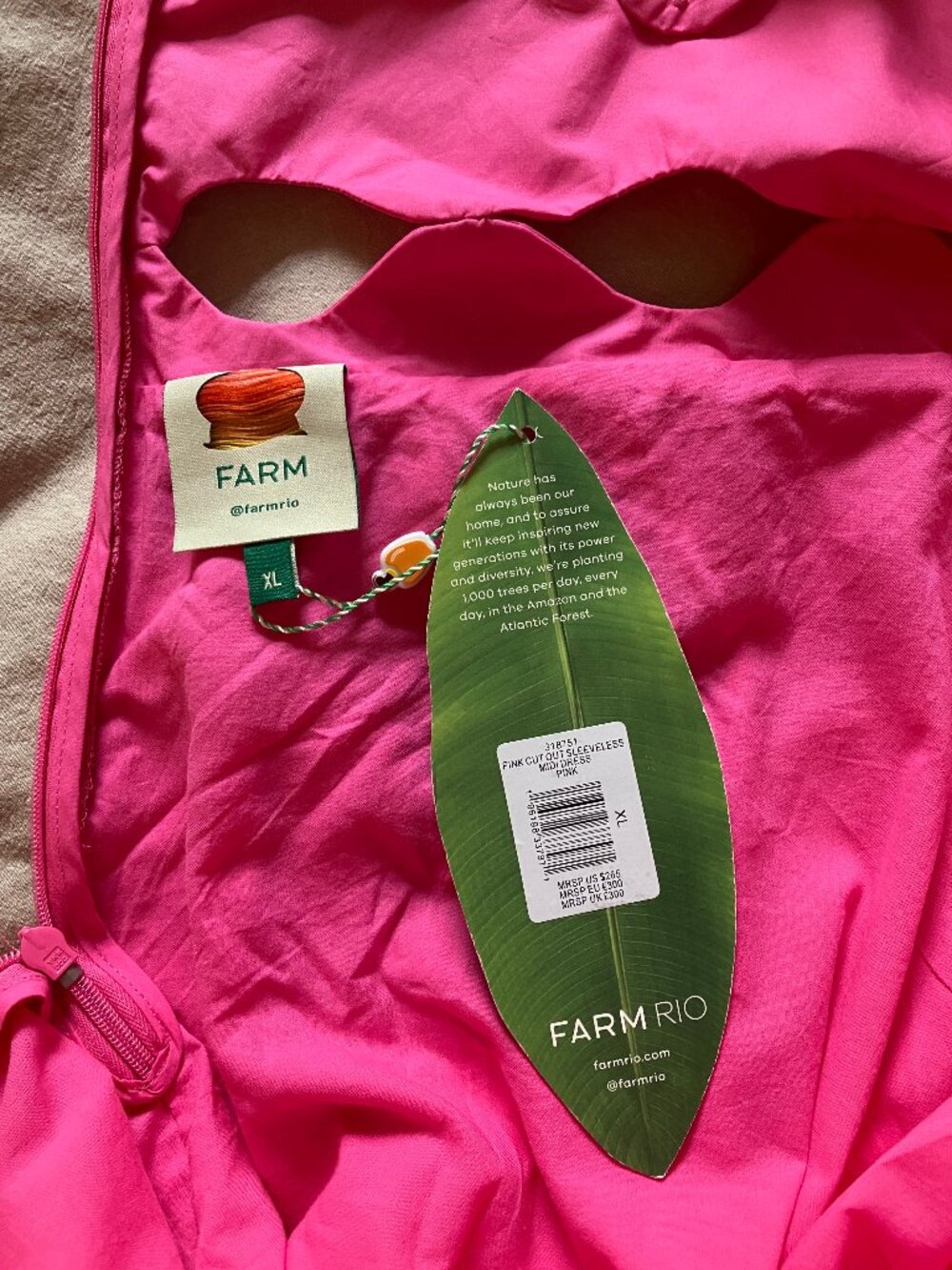 Farm Rio Pink Cut-Out Midi Dress XL NWT! - Picture 7 of 10